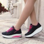 Women's Rocking Shoes Breathable Leather Running Shoes Women's Casual Sports Travel Shoes Single Shoes