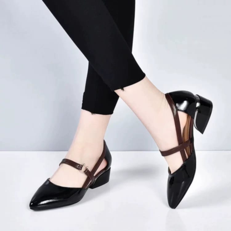 New Thick Heel Medium Heel Soft Leather - Image 2