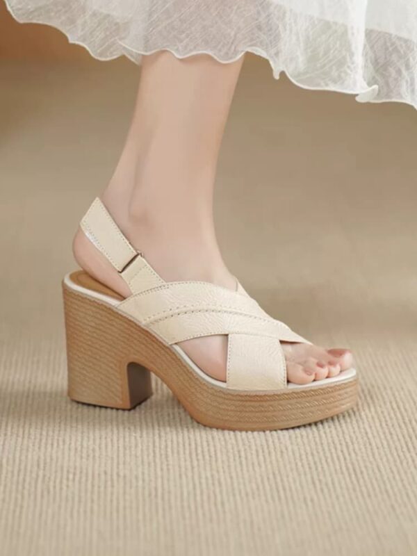 Cross Strap Thick Heel - Image 4
