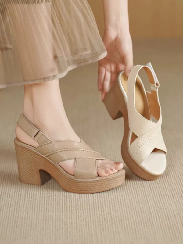 Cross Strap Thick Heel